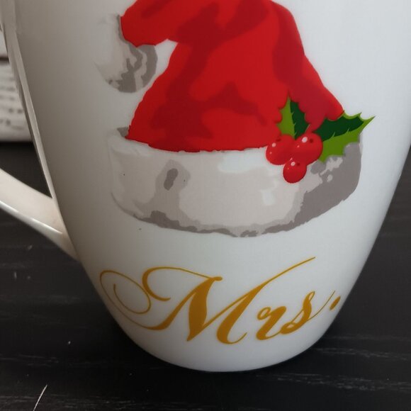 Vintage Mr. & Mrs. Christmas Holiday Coffee Mugs - Picture 5 of 5